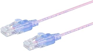 Monoprice SlimRun - Cable de conexión Ethernet Cat6A, paquete de 5, 7 pies, color rosa, sin enganches, RJ45, 550 MHz, UTP, cable de cobre puro desnudo, 10G, 30 AWG