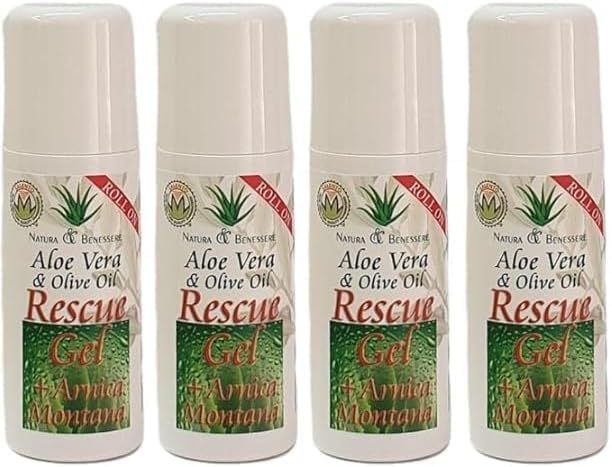 Roll On ResCue Gel Aloe Vera Con Efecto Inmediato Del Alivio Del Dolor con efecto analgésico en Articulaciónes, Cervicales Masaje Practico de Aplicar Alivia Tus Dolores Pack 4 Unidades
