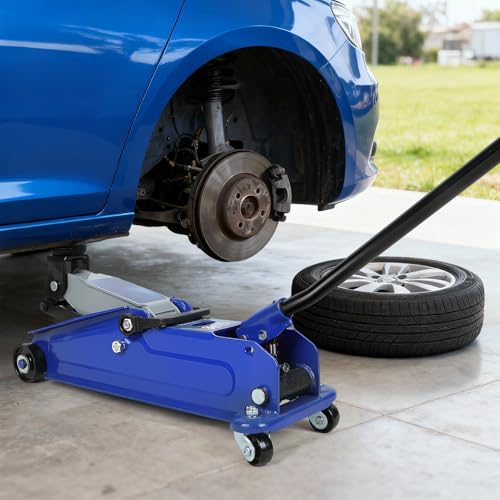 3 Ton Car Jack Hydraulic Low Profile Trolley Jack Heavy Duty Fast Lift Floor Jacks with Wheels Lifting Range 5-15.2 6600LBS Capacity (Blue)