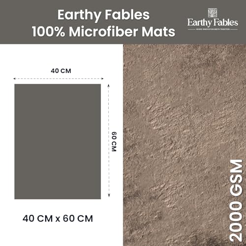 Image of Earthy Fables Plush Microfiber Bath Mat, Quick Dry, Anti-Skid, Water Absorbent, Non-Slip, Machine Washable Floor Rug, Shower Mat, Door Mat for Bathroom, Bedroom, 60 x 40 cm - Grey