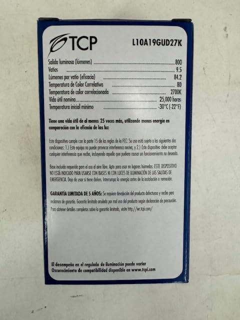 TCP 12 Pieces Elite L10A19GUD27K 9.5W A19 LED Lamp Dimmable 2700K GU24 800 Lumens 120V