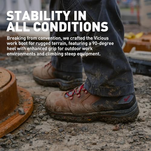 Image of Danner Vicious 4.5 inch Waterproof Work Boots for Men - Full-Grain Leather with Breathable Gore-Tex Lining, Speed Lace System