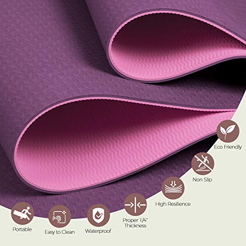 image for YXwin Yoga Mat, Classic 1/4 Inch Thick, Non Slip Pro Yoga Mat, Eco Fri