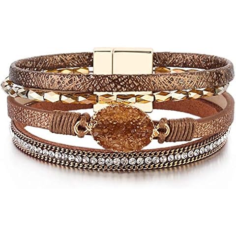 FANCY SHINY Boho Leather Wrap Bracelet Cover