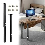 Adjustable Heavy Duty Square Table Legs 24-40 Inch, Set of 2 Metal Furniture Legs with Dual Screw Locking for DIY Desk, Workbench, Kitchen Counter - 1.77' Square Tubing, Max Load 300lbs/Leg (Black)