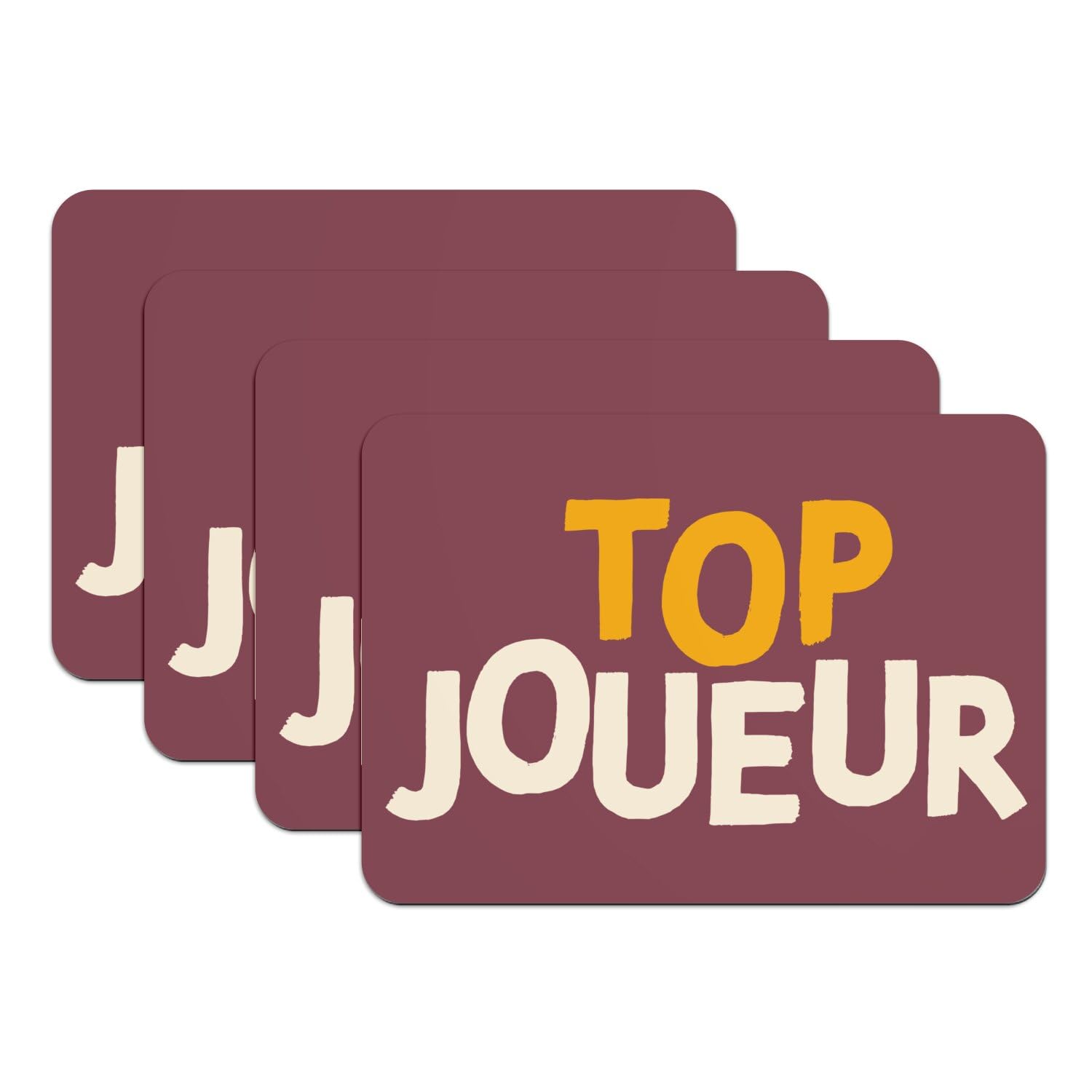 Sets de table rouge caoutchouc grand format lot 4 top joueur homme jeu sport