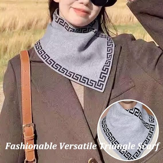 Fashionable Versatile Triangle Scarf - Women Winter Soft Warm Knitted Collar Cross Neck Knit Triangle Scarf2