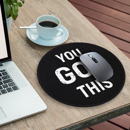 Image of Gctriki Black Round Mouse Pad, Motivation Home Office Desk Black Decor for Men Women, Funny Computer Mouse Pads for Desk Laptop Gaming, Inspirational Office Gifts for Coworkers - You Got This
