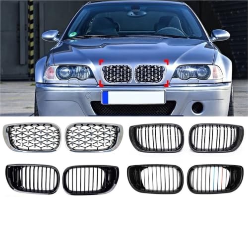 Calandre E46 2002 2004 grille de calandre de voiture noir brillant - 4