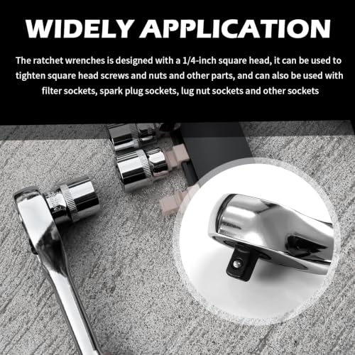 Image of Salior 6 Inch Dual Direction 1 /4 Ratchet,Multi-Purpose Socket Wrench Ratchet Wrench for Filter,Spark Plug,Lug Nut Socket,Universal Quick-Release Ratcheting Wrenches Car Accessories