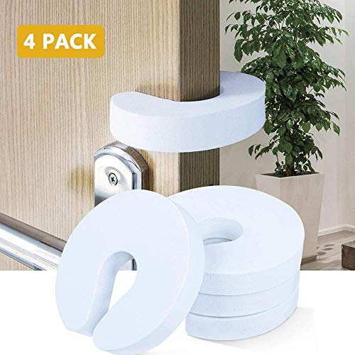[Versión de actualización 2019] BYETOO Tope Clip Protector Dedos Seguridad Puerta Dedos Tapones De La Puerta De La Espuma Para La Seguridad Dedos De Los Niños Seguridad Pa Bebé, Blanco,Paquete De 4