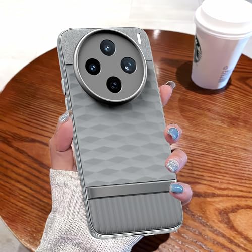 Image of Pikkme Back Cover for Vivo X200T 5G Camera Protection 3D Hexa Cube Design Silicone Protective Bumper Case (Grey)