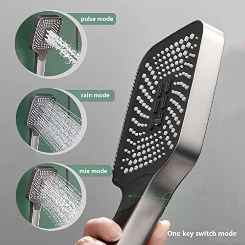 Robinet de baignoire mural noir avec douchette 3 modes et barre relevable - 4