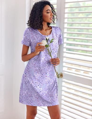 Image of Ekouaer 3 Pack Nightgowns for Women Short Sleeve Sleepshirt Button Down Nightshirt Soft Pajamas Dress Casual Sleepwear