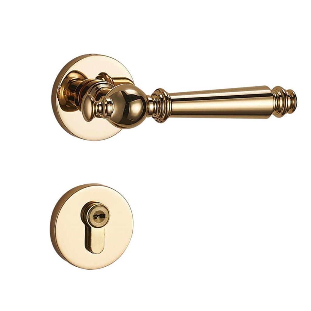 MOBYGKFY Copper Bedroom Door Lock Interior Mute Magnetic Wooden Universal Room