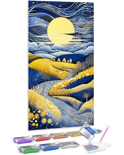 Cuadro decorativo Jumpdot de punto de cruz diamante 5D, paisaje DIY para relajación, 70x40 cm