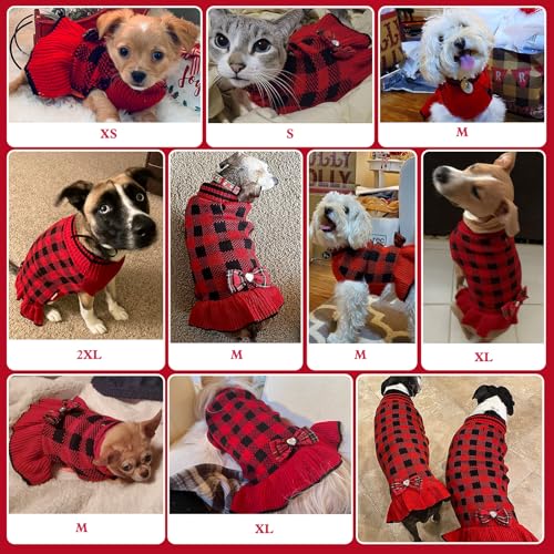 Kyeese Christmas Dog Sweaters Dress For Small Medium Dogs With Leash Hole Checkered Dog Sweaters Turtleneck With Bowtie Dog Apparel For Winter thumb #5