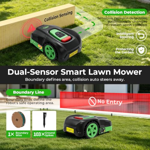 Image of Robot Lawn Mower, for 0.12 Acres,Wire-Free Robotic Lawnmower,with Border Lines,AI Obstacle Avoidance, App Control, 58dB Quiet, Multi-Zone Management