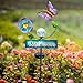 FOMOMDI Outdoor Solar Garden Lights with Welcome Sign, Butterfly Ornament Metal Stake Lights for Lawn, Patio, Cracked Glass Balls, for Mom (Butterfly)