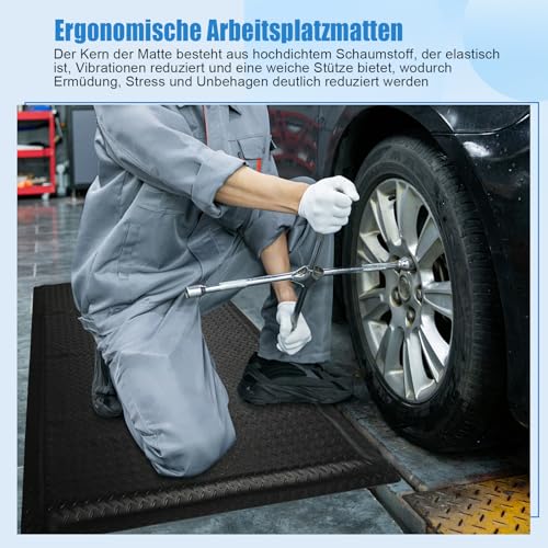 ybaymy Anti Ermüdungsmatte für Steharbeitsplätze, Ergonomische Arbeitsplatzmatte Anti Fatigue Stehmatte, 92 x 152 cm Antimüdigkeitsmatte, Steh-Schreibtisch Fußmatten für Werkstatt, Fließband