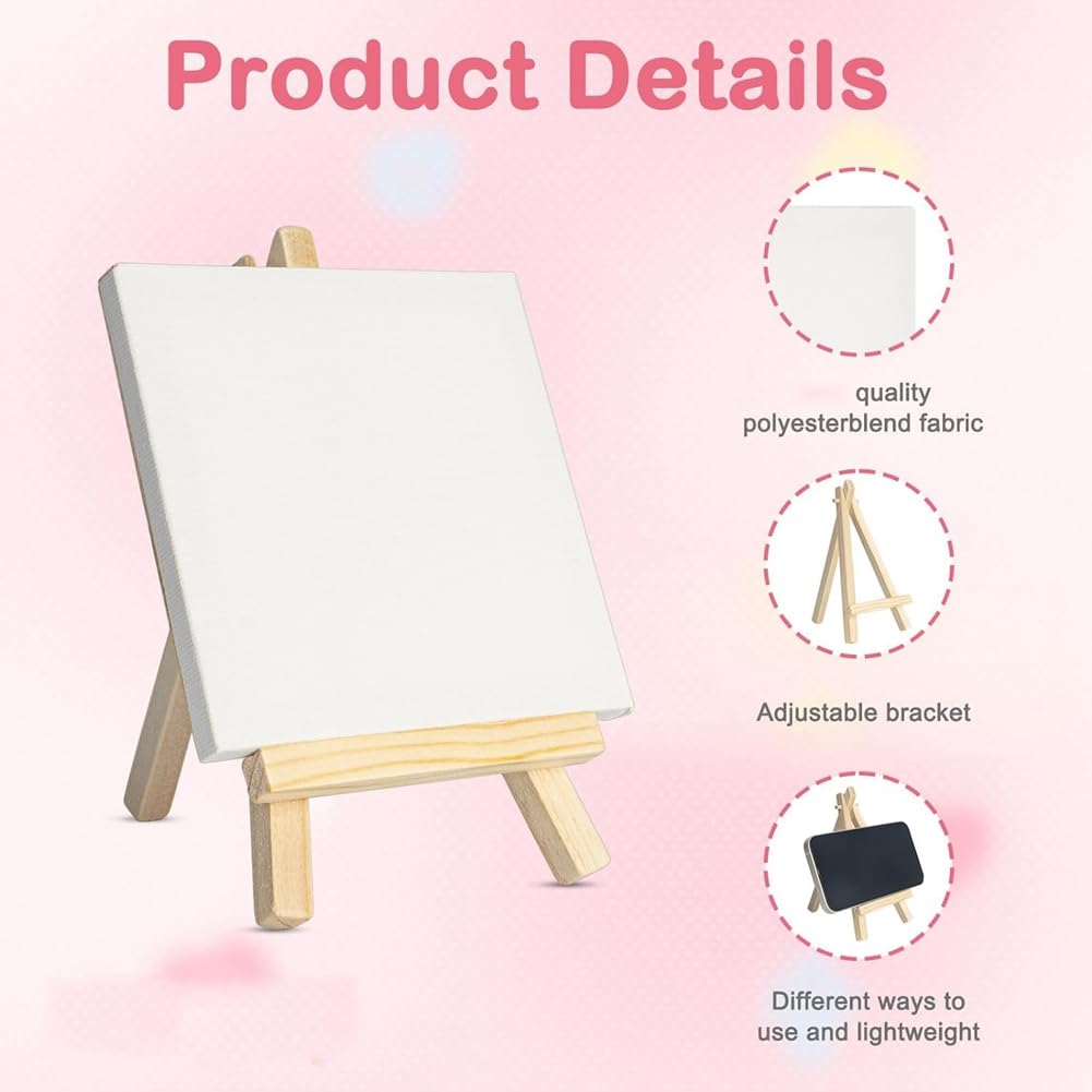 Mini-Leinwände mit Staffelei-Sets, 32er-Pack, Kleine Malleinwand mit Mini-Staffelei, 4 X 4, Kunstleinwände, Malset