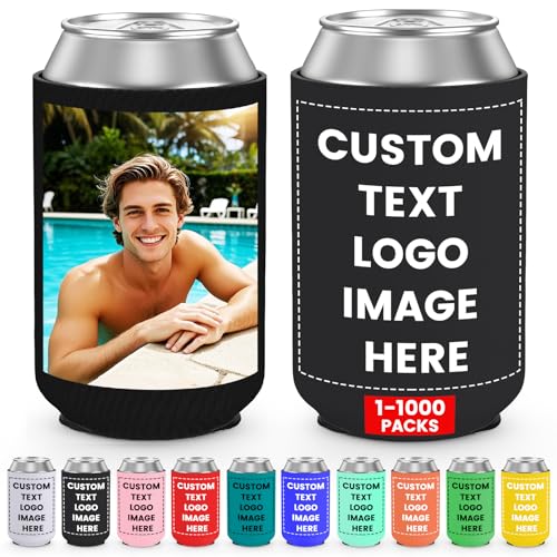 Custom Can Coolers Sleeves 100Pcs Insulated Neoprene Drink Bottle Holder With Personalized Photo Text Logo Bulk for Men Summer Holiday Bachelor Gifts Wedding Party Supplies