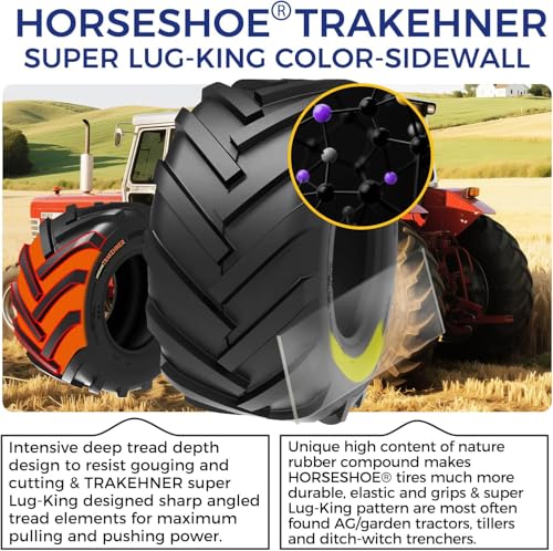 Image of HORSESHOE TRAKEHNER Super Lug-King 2 New Ditch Witch Trencher AG Farm Lawn Tractor Tires Color-Sidewall Heavy Duty (23x8.50-12 6Ply)