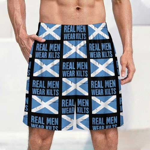 Scottish Flag Real Men Wear Kilts Men's Satin Pajama Boxer Shorts Silk Feeling Lounge Sleep Underwear2