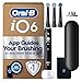 Oral-B iO6 Electric Toothbrush for Adults, Black, 5 Cleaning Modes with Teeth Whitening, Includes 3 Brush Heads, Long-Lasting Battery with Travel Case for Home and Travel, 2 Pin Plug