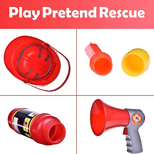 Liberty Imports 10 Pcs Fireman Gear Firefighter Costume Role Play Toy Set for Kids with Helmet and Accessories