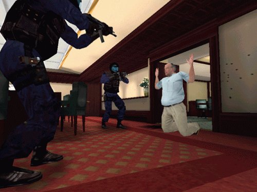 SWAT team apprehending a suspect