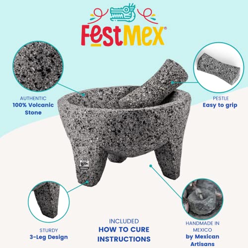 Genuine Handmade Mexican Mortar And Pestle, Molcajete De Piedra Volcanica Mexicana, Perfect For Homemade Salsas, Guacamole, And Other Molcajete Plates | Made In Mexico (Pestle Replacement) #TOP3