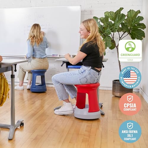Image of ECR4Kids Active Storage Wobble Stool, 18in Seat Height, Childrens Furniture, Red /Light Grey