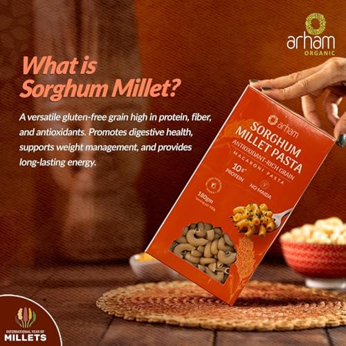 Image of Arham Organic Little & Sorghum Millet Pasta Combo 2 x 180g |Healthy No Maida Pasta | High Fiber & Protein | Non-GMO, No Preservatives | Easy & Quick to Cook
