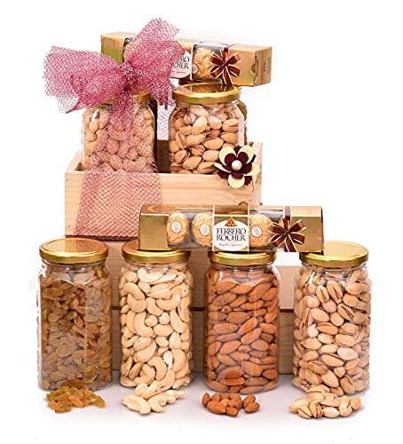 Image of NUTRI MIRACLE Rakhi Dry Fruit & Nut Gifts For Brother /Bhai With Traditional Rakhis For Family,450gm