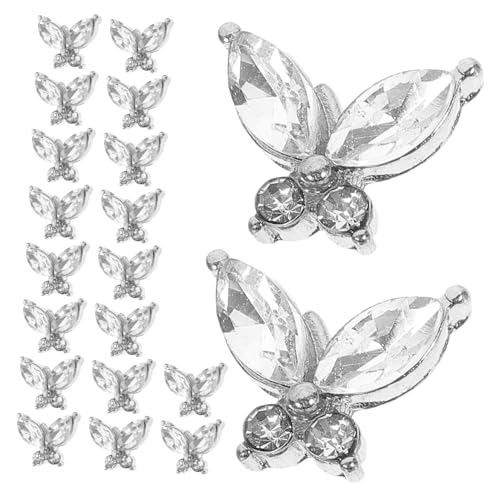 FOMIYES 100 Peças Acessórios De Arte De Unhas De Borboleta Joias De Unhas 3D Joias De Metal Joias De