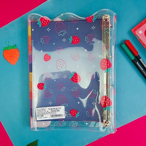 DAC - Caderno Argolado Universitario em PVC Cristal com 192 folhas Hello - Fechamento em Botão