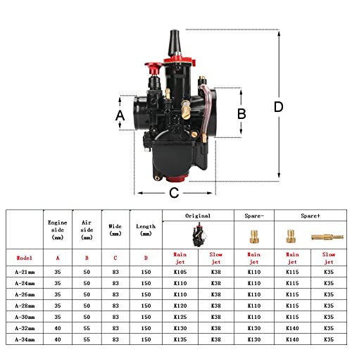 Image of PWK Carburetor 21mm Racing Carb for 50cc to 100cc 2T 4T Engine Dirt Bike Motorcycle ATV Scooter with Intake Manifold, Carb Jets, Oil filter