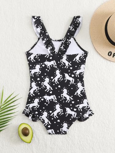 Toddler Girls One Piece Swimsuits Cute Ruffle Bathing Suit Little Kids UPF 50+ Quick Dry Beach Swimwear 2-8Y2