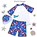 AuSletie Boys Two Pieces Rash Guard Swimsuit Set Kids Short Sleeve Swimwear Dinosaur Bathing Suit with Sun Cap for 2-6 Years
