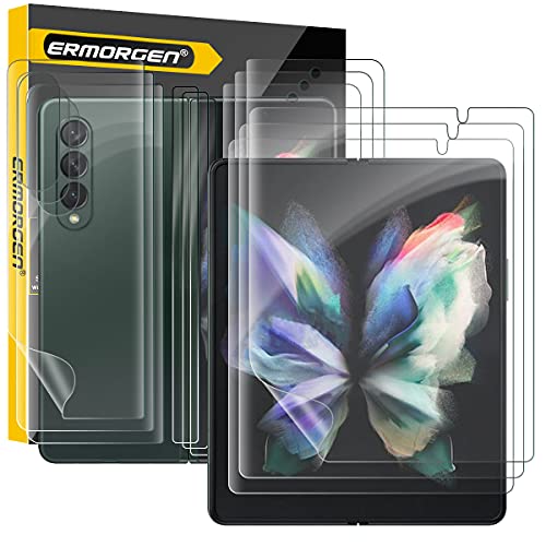 (3 Sets) Ermorgen Protector Compatible For Samsung Galaxy Z Fold 3 (Upgraded) (Full Coverage) High Definition Edge to Edge HD, Anti-Scratch (Lifetime Replacement)