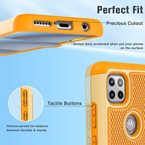 Bniut For Motorola One 5G Ace (One 5G Uw Ace) Case: Dual Layer Protective Heavy Duty Cell Phone Cover Shockproof Rugged With Non Slip Textured - Military Protection Bumper - 6.7Inch (Ginger Yellow) #TOP6