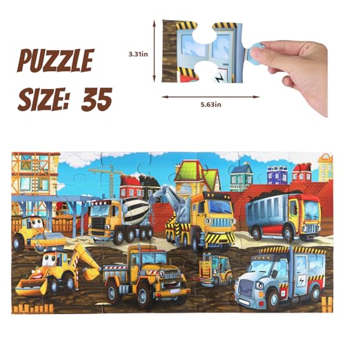 Jumbo Floor Puzzle for Kids, Large Jigsaw Puzzles 35 Piece for Kids Ages 3-5,Preschool Learning & Education Toys, Gifts for 4-8 Year Old Boys and Girls (Construction Site) - Image 2