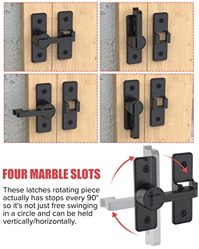 Gate Latches Flip Latch Safety Door Bolt Latch Lock, 3.8Mm Heavy Duty Zinc Alloy Adjustable Door Latch Hardware For Sliding Barn Door Latch Lock, Garden, Bathroom, Garage Door(Black) #TOP3