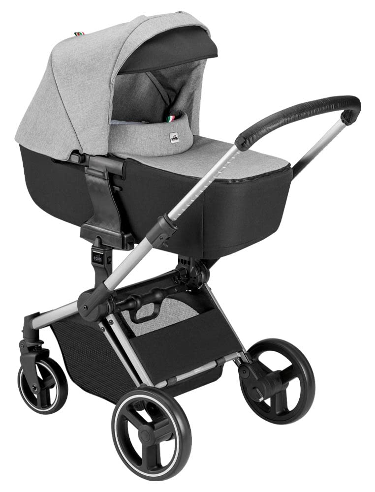 CAM Il Mondo del Bambino - art.914/T933 - Sistema Modulare Next Evo - carrozzina, passeggino, seggiolino auto e borsa - made in Italy - perfetto da 0 a 48 mesi - GRIGIO