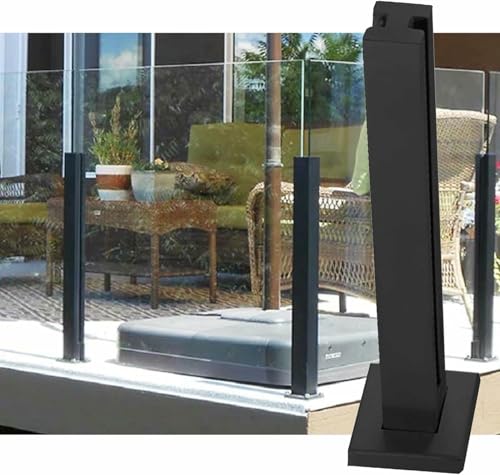 Postes de balaustre de vidrio modernos con base para vallas de terraza 2