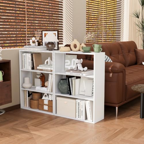 Image of VASAAOSD 3 Tier Bookshelf, Metal Small Book Shelf, 32.7 inchH White
