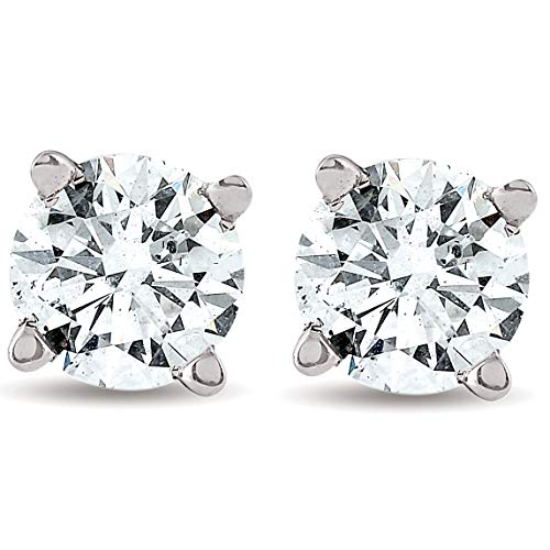 Pompeii 1/2 cttw Round Cut Diamond Studs 14k White Gold Womens Earrings