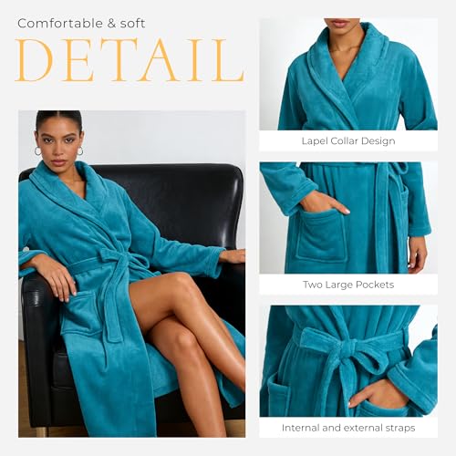 Image of HEARTNICE Womens Fleece Robes, Soft Plush Long Bathrobe, Thick Kimono Robes for Womens, Warm House Coat