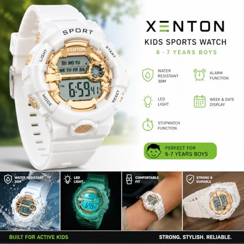 XENTON Store XENTON Digital Sports Watch for Boys & Girls, White - Image 3